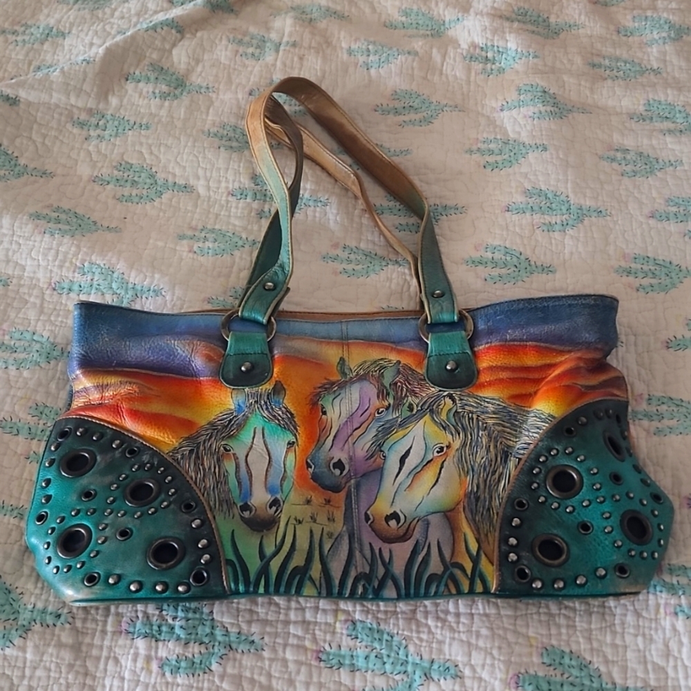 Signed anuschka hand painted purse